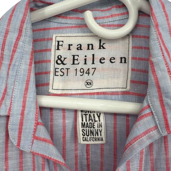 Frank & Eileen Barry Linen Chambray Stripe Button Down Shirt Size X-Small XS - Picture 4 of 7